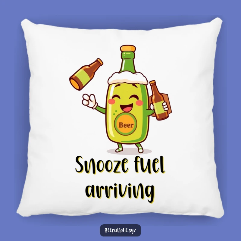 Funny Beer Bottle Wink Pillow - Cozy Cheerful Delivery Accent for Sofas