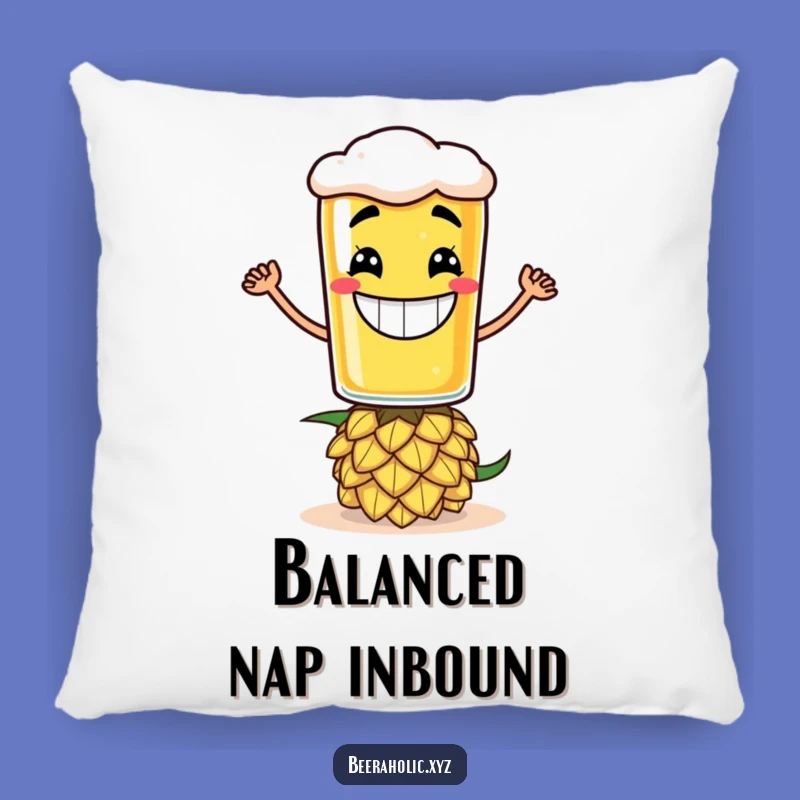 Funny Beer Glass Hop Pillow - Cozy Grinning Accent for Lounges