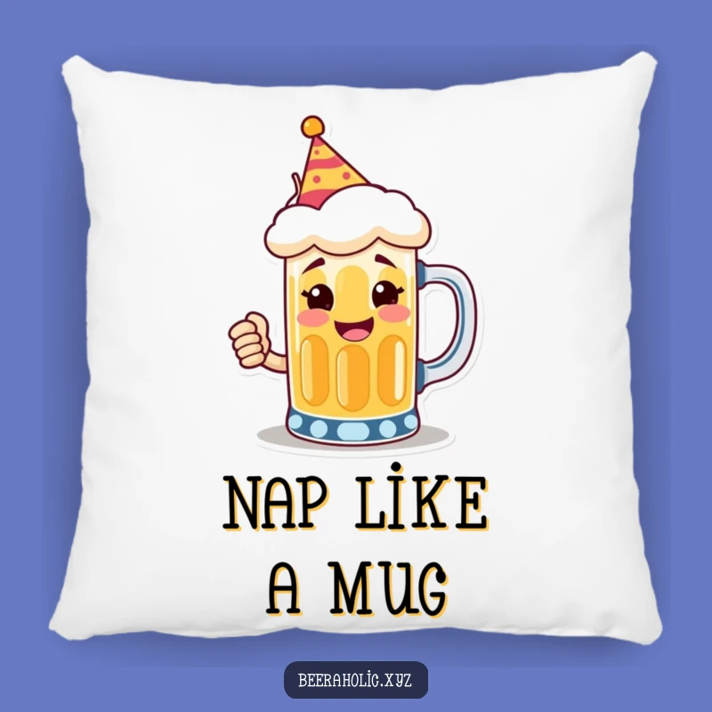 Funny Beer Mug Party Pillow: Smiling Toaster Cushion, Cozy & Hilarious Accent
