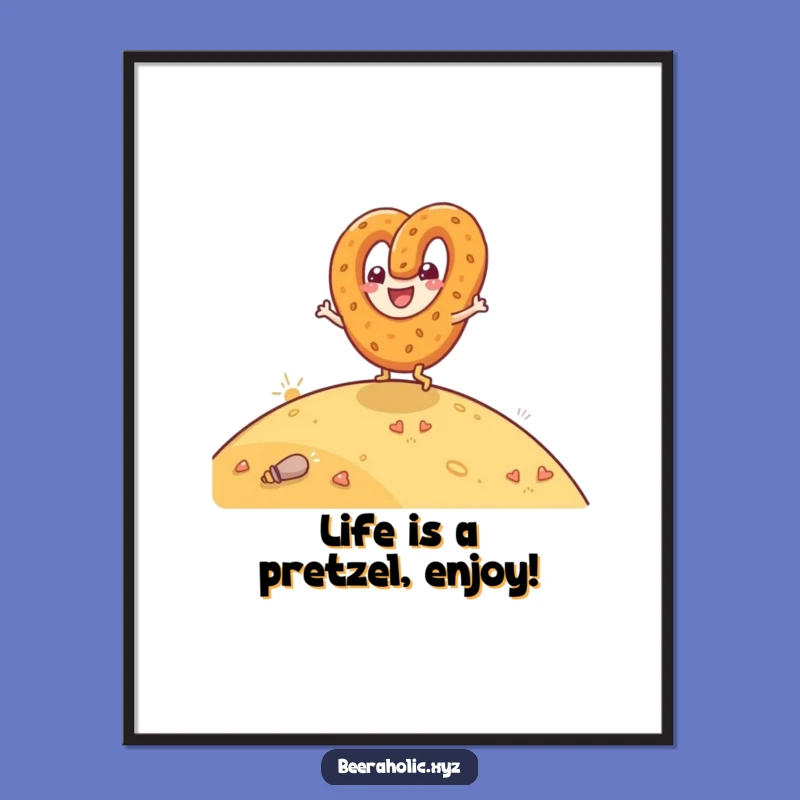 Funny Free Printable Wall Art: Rolling Pretzel - Joyful Downloadable Decor
