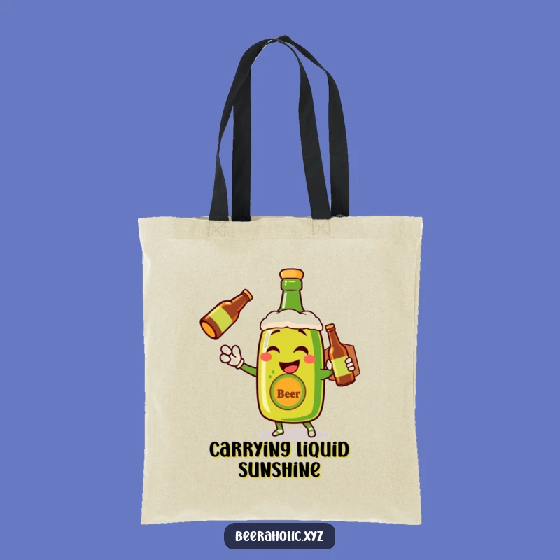 Funny Beer Bottle Tote Bag - Cheerful Wink Accessory for Groceries & Fun