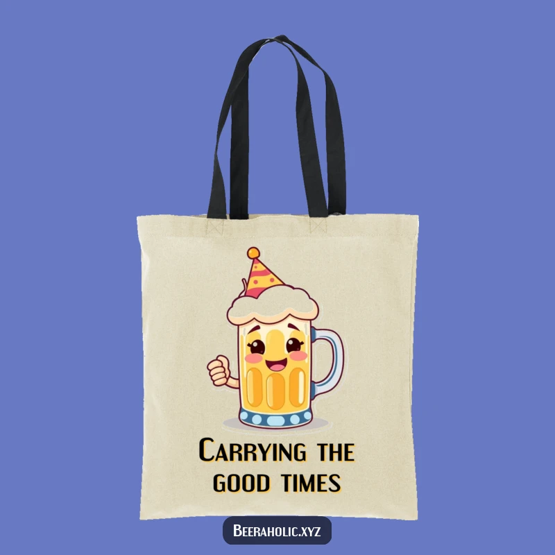 Funny Beer Mug Party Tote Bag: Smiling Toaster, Chic & Hilarious Carry-All